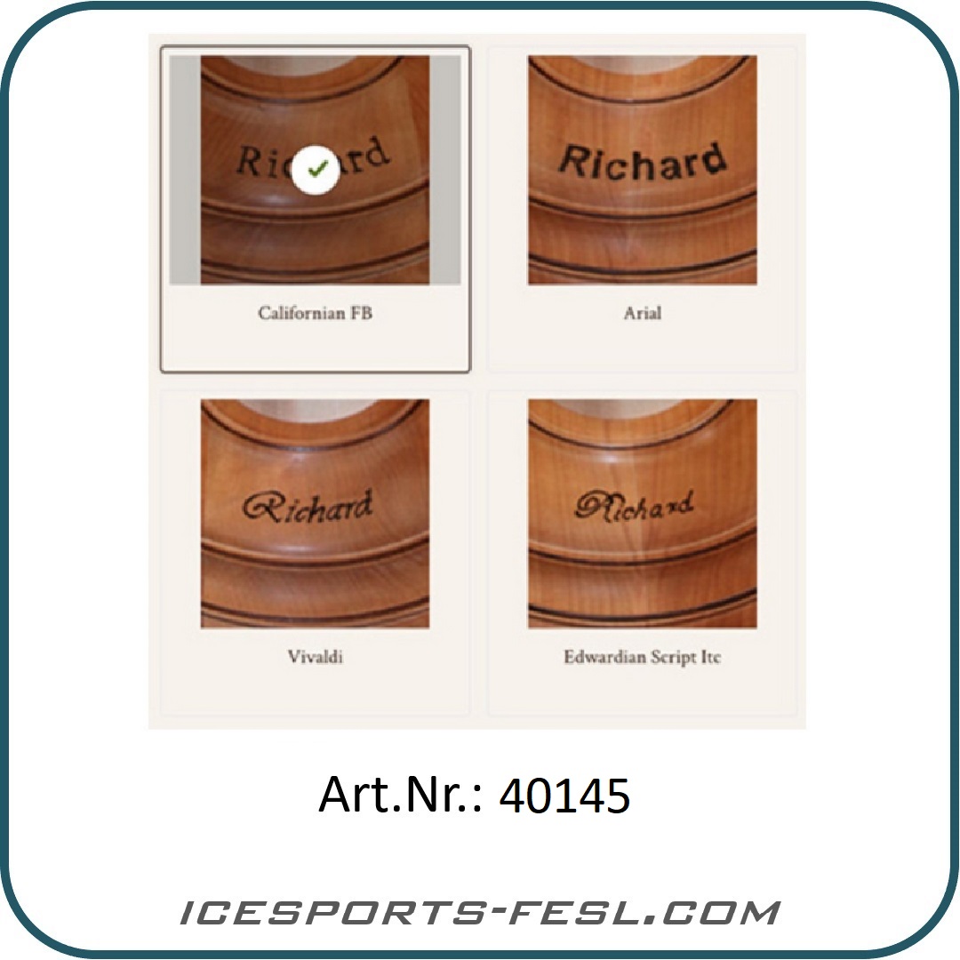 IF-PRO Eisstock Service Text auf Stockkörper brennen